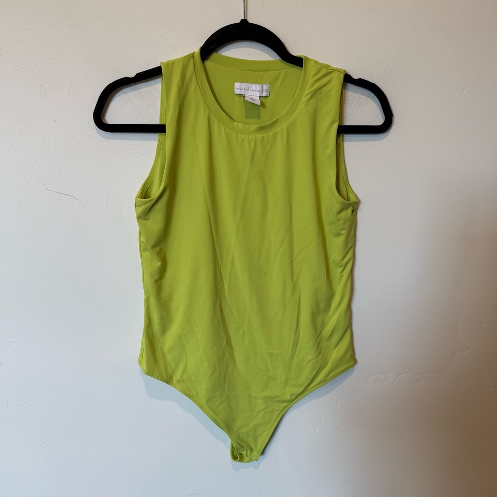House of Harlow 1960 Lime Green Sleeveless Thong Bodysuit Womens Size Large